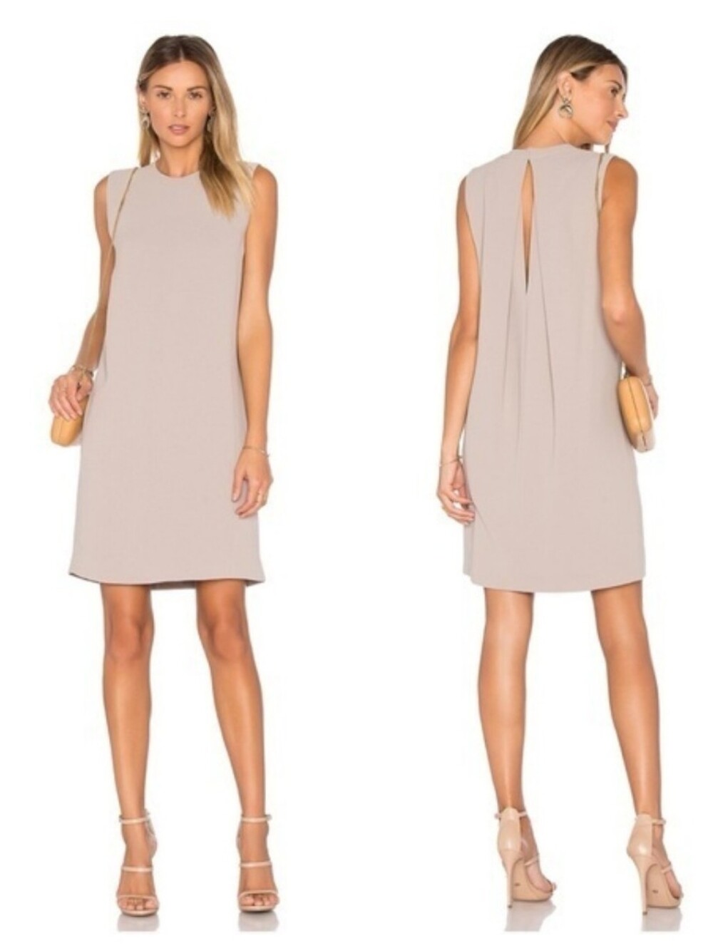 VINCE Sleeveless Shift Dress in Light Taupe W/ POCKETS- Modern Minimalist